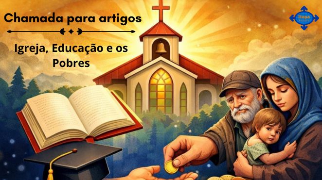 Imagem contendo uma Igreja, livro remetendo à Educação e Pobres comprando alimento